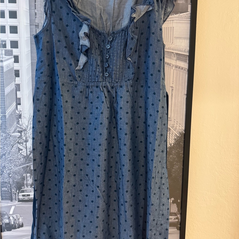 Next Maternity Navy Blue Polka Dot Button-Front Dress